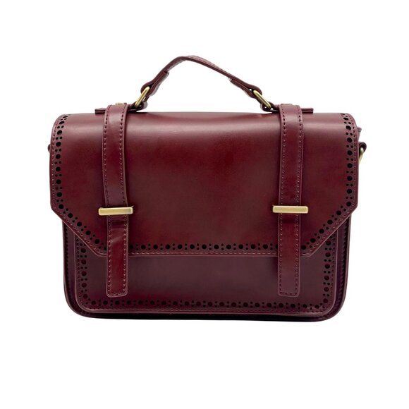Ecosusi Burgundy Vegan Leather Top Handle Briefcase Satchel - Picture 1 of 10